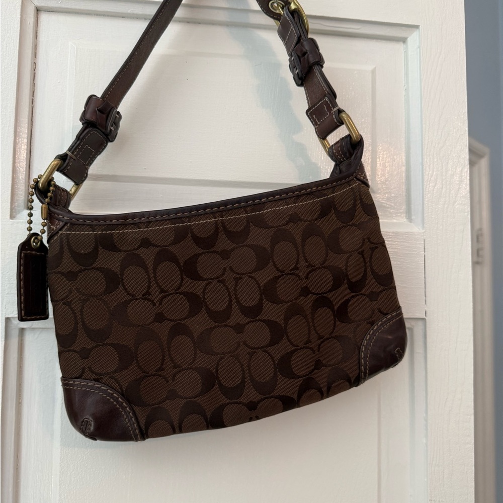 Coach Dark Brown Signature Shoulder Bag